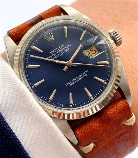 aged blue rolex dial|rolex vintage blue dial.